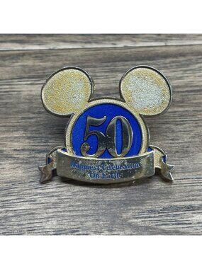 Disney Pin WDW Gold Jeweled Ear Hat - Happiest Celebration On Earth - 50th KG JD